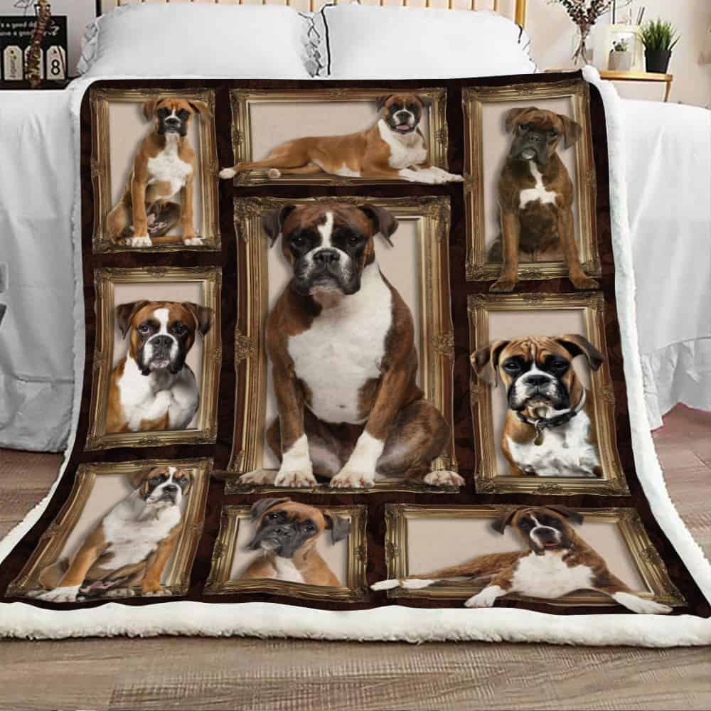 Cute Boxer Dog Sherpa Fleece Blanket