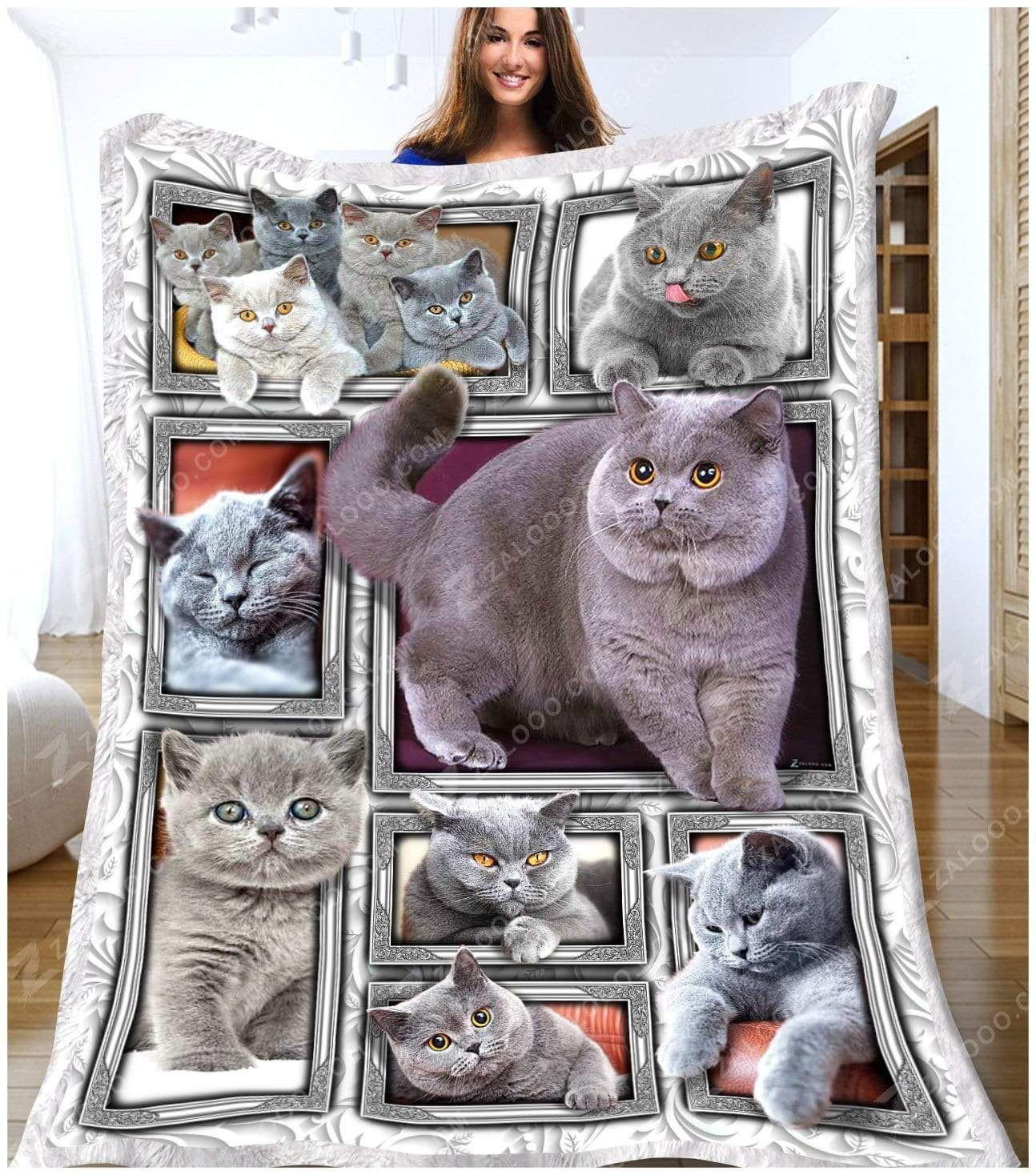 Cute British Shorthair Cats Sherpa Fleece Blanket