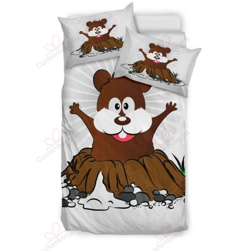 Cute Brown Groundhog Printed Bedding Set