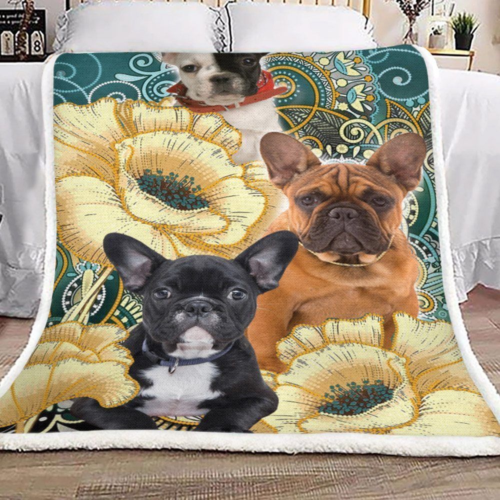 Cute Bulldog Sherpa Fleece