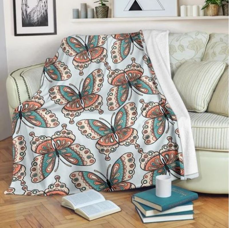 Cute Butterfly Sherpa Fleece Blanket