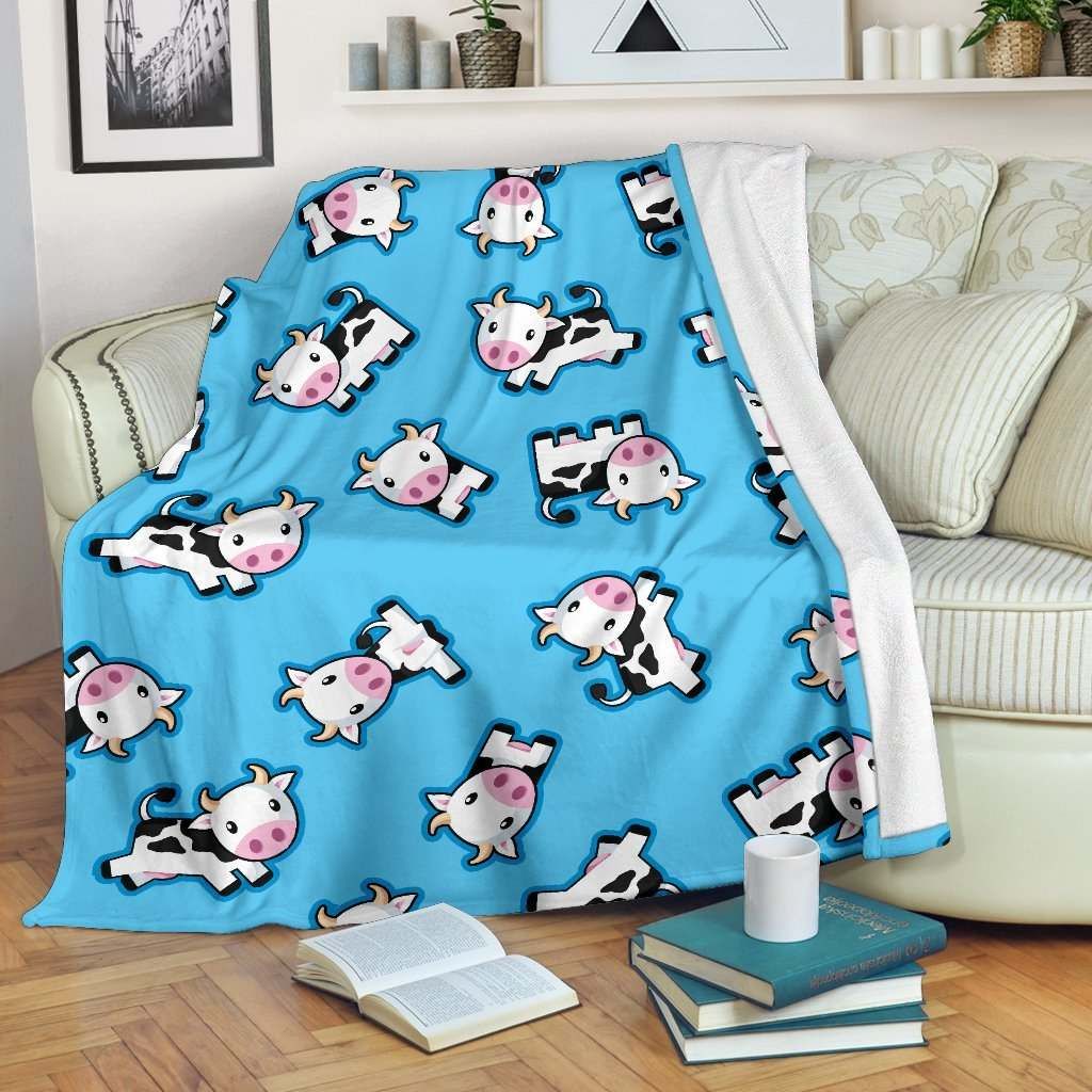 Cute Cartoon Baby Cow Sherpa Fleece Blanket