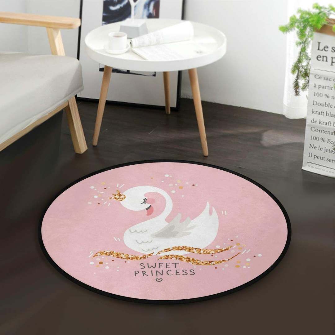 Cute Cartoon Swan Round Carpet