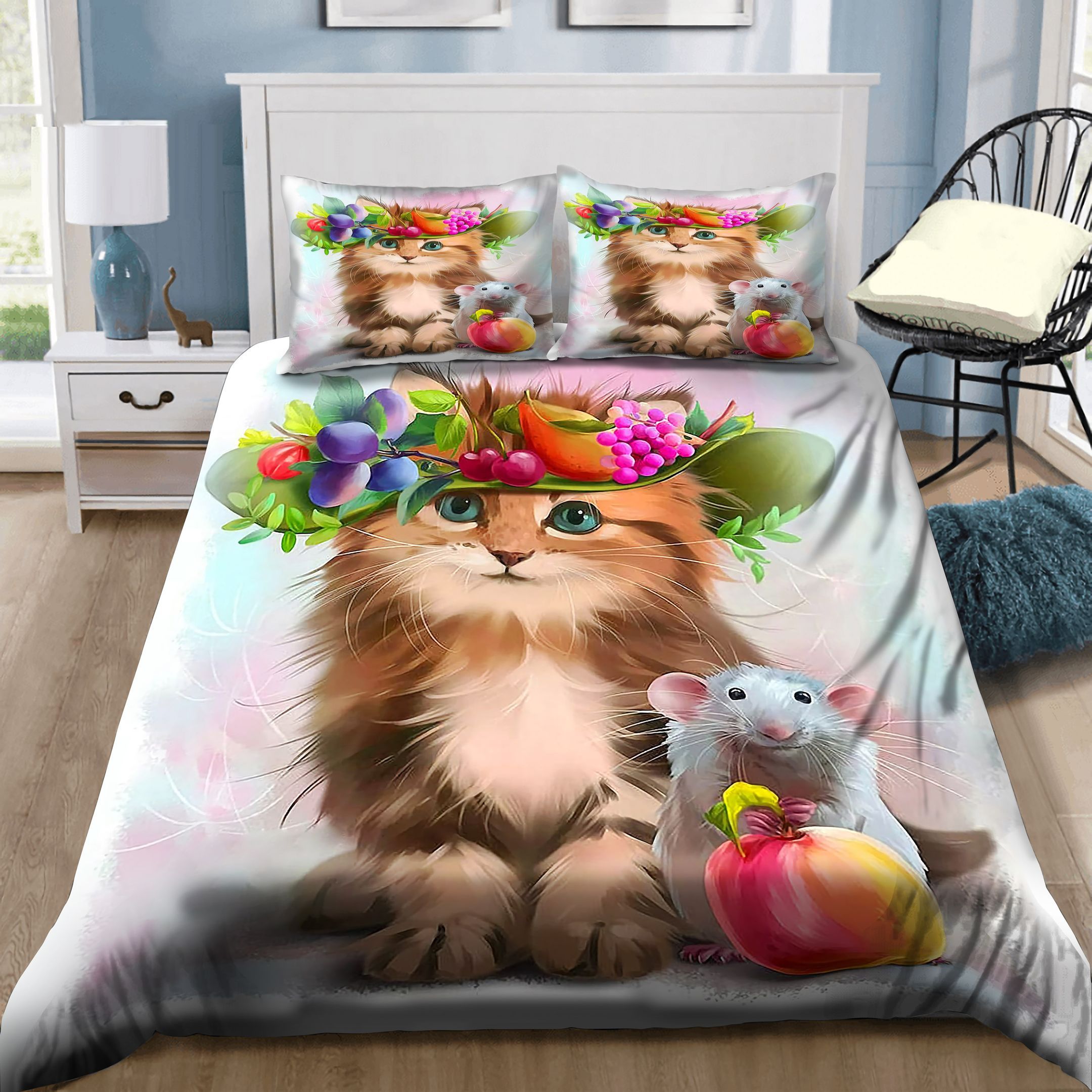 Cute Cat And Little Mouse Bedding Set
