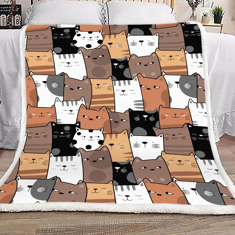 Cute Cat Face Fleece Blanket