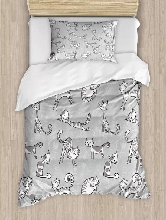 Cute Cat Figures Bedding Set