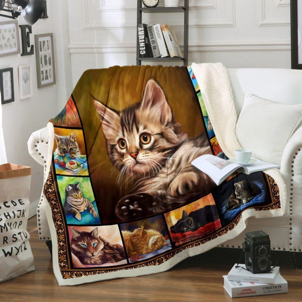 Cute Cat Sherpa Fleece Blanket