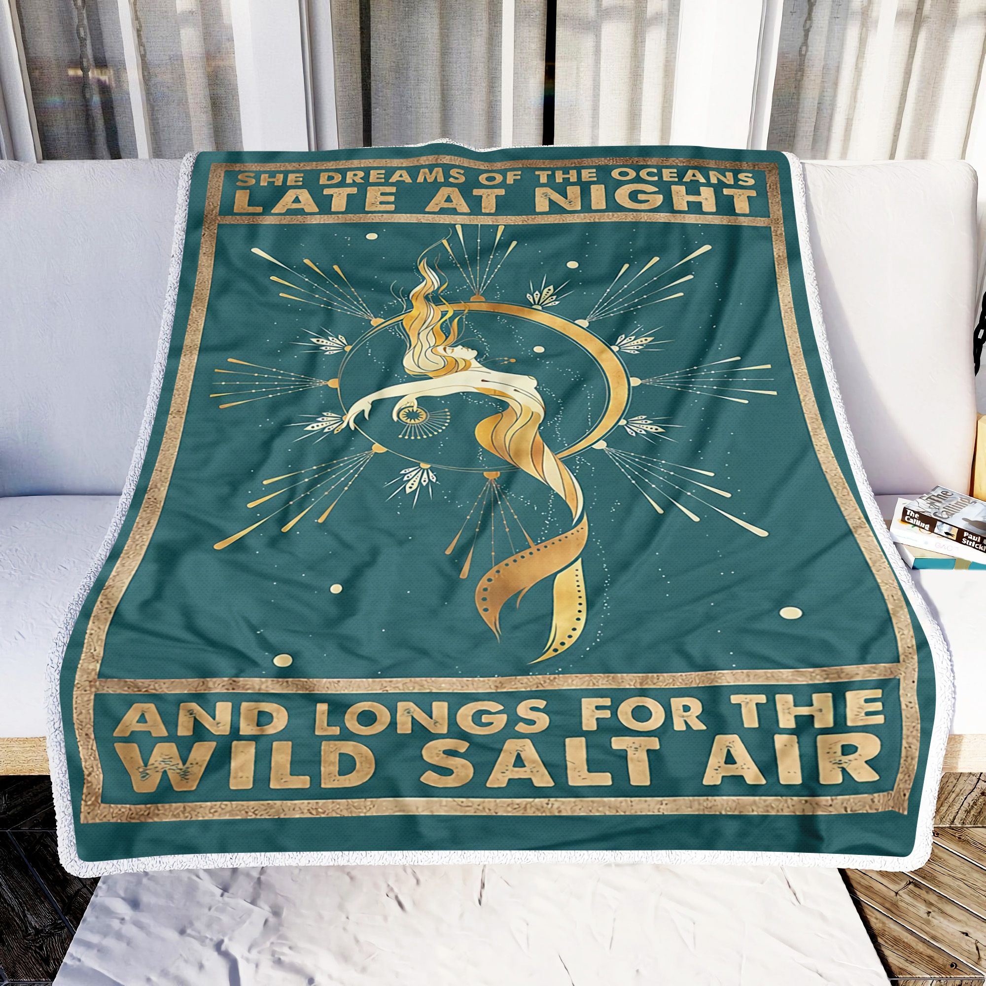 Cute Cat In A Sea Of Fish Be A Purrmaid Fleece Blanket