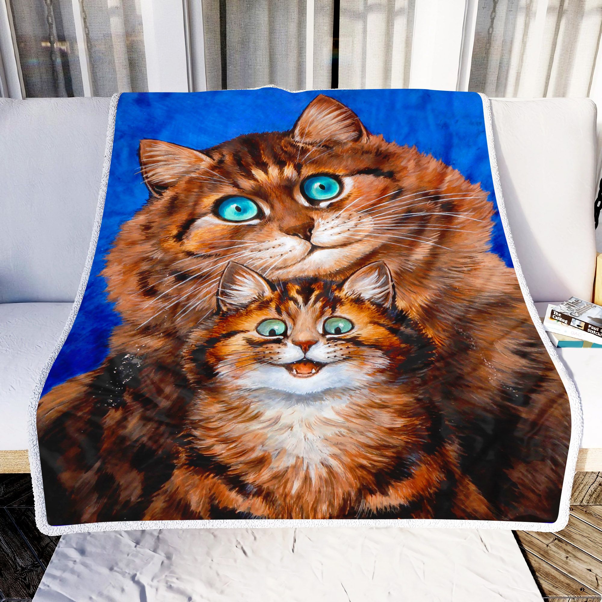 Cute Cat Mother And Baby Fleece Blanket