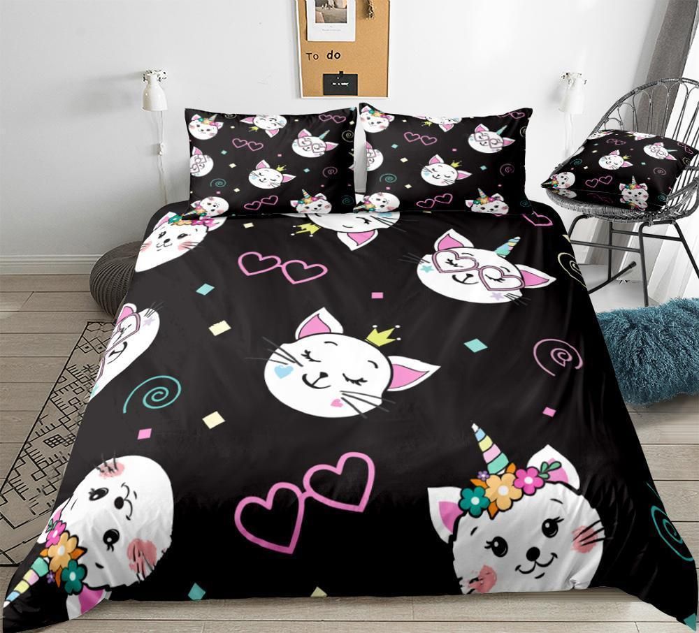 Cute Caticorn Face Bedding Set