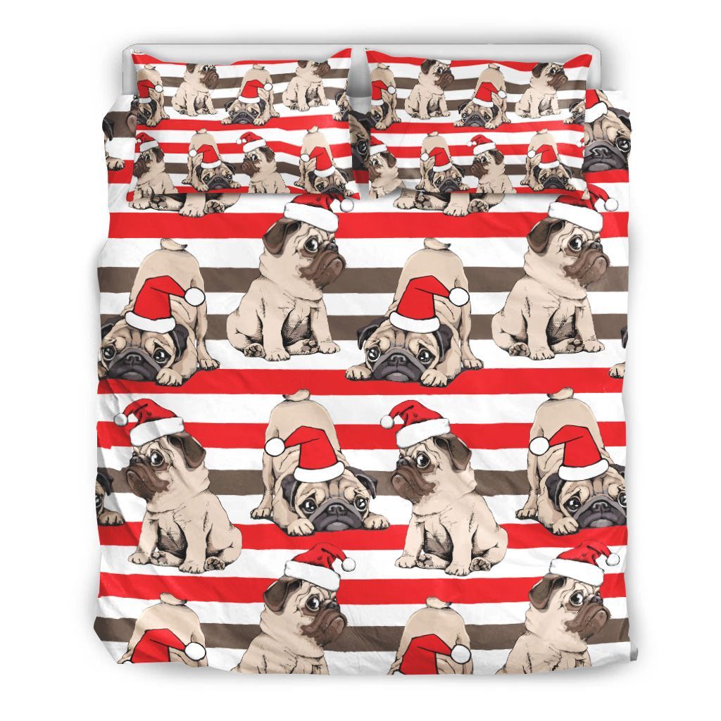 Cute Christmas Pug Bedding Set