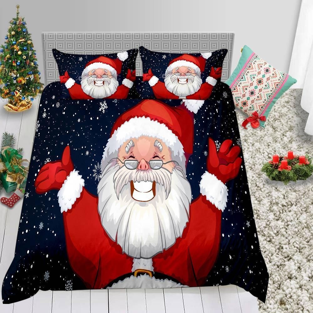 Cute Christmas Santa Print Cute Over Printed Bedding Set