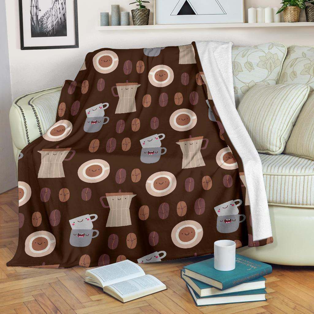 Cute Coffee Sherpa Fleece Blanket
