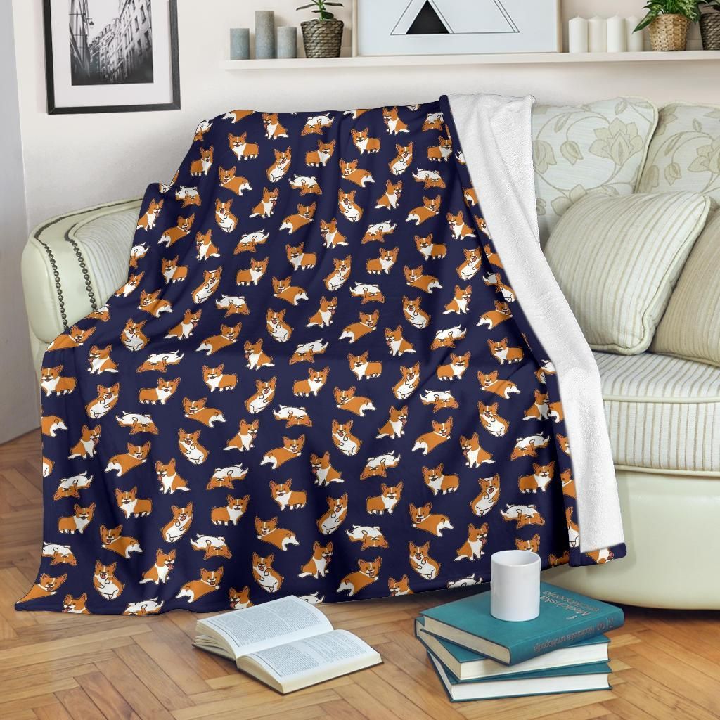 Cute Corgi Sherpa Fleece Blanket