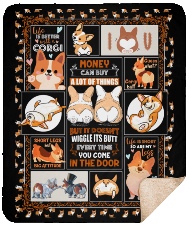 Cute Corgi Sherpa Fleece Blanket