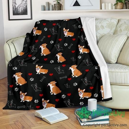 Cute Corgi Sherpa Fleece Blanket