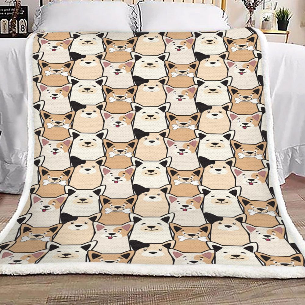 Cute Corgi Sherpa Fleece Blanket