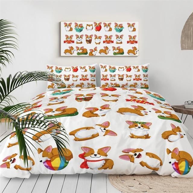 Cute Corgi Funny Emotion Bedding Set