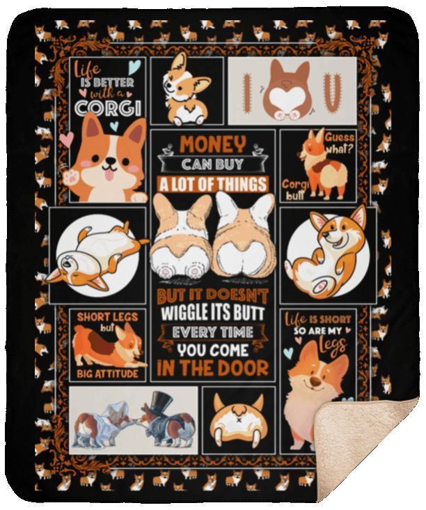 Cute Corgi Money Sherpa Fleece Blanket