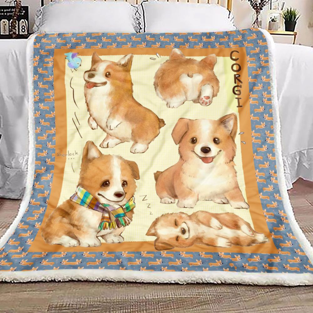 Cute Corgi Fleece Blanket