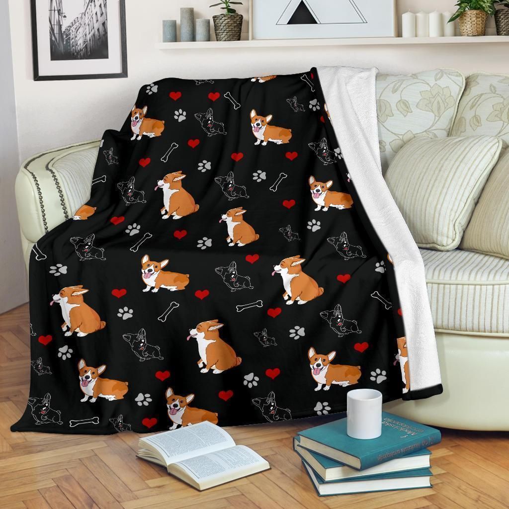 Cute Corgi Pattern Fleece Blanket Gift For Dog Lover