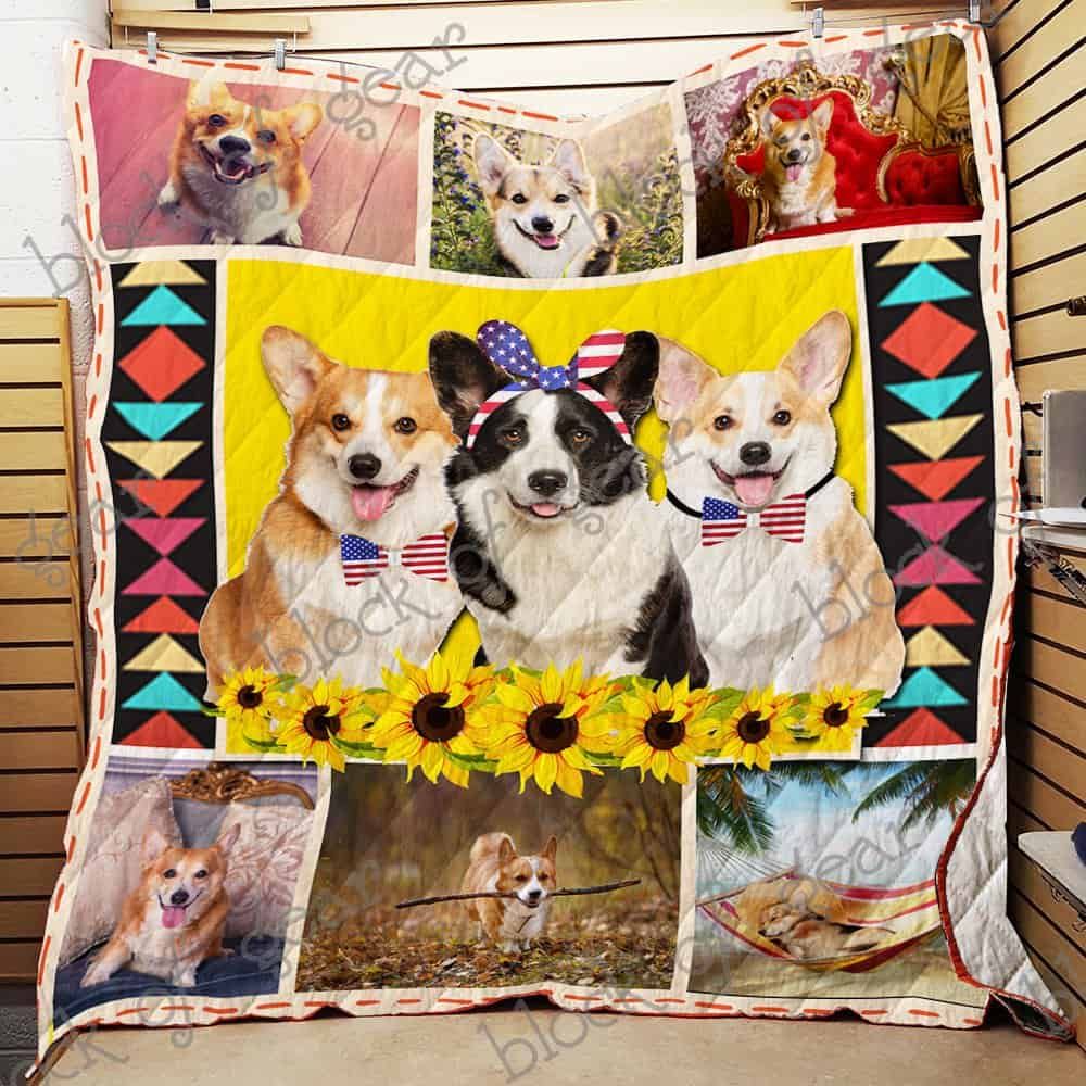 Cute Corgis Love America CL19100231MDQ Quilt Blanket