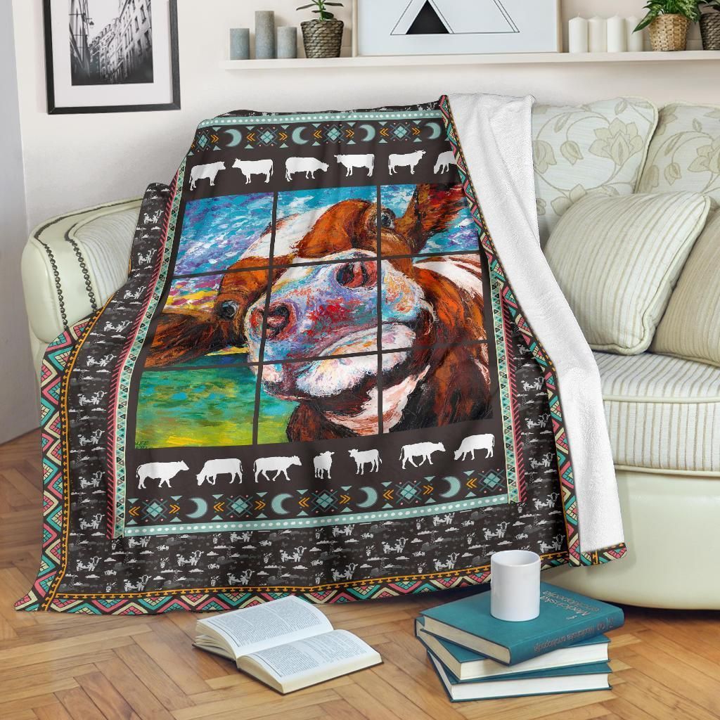 Cute Cow Sherpa Fleece Blanket