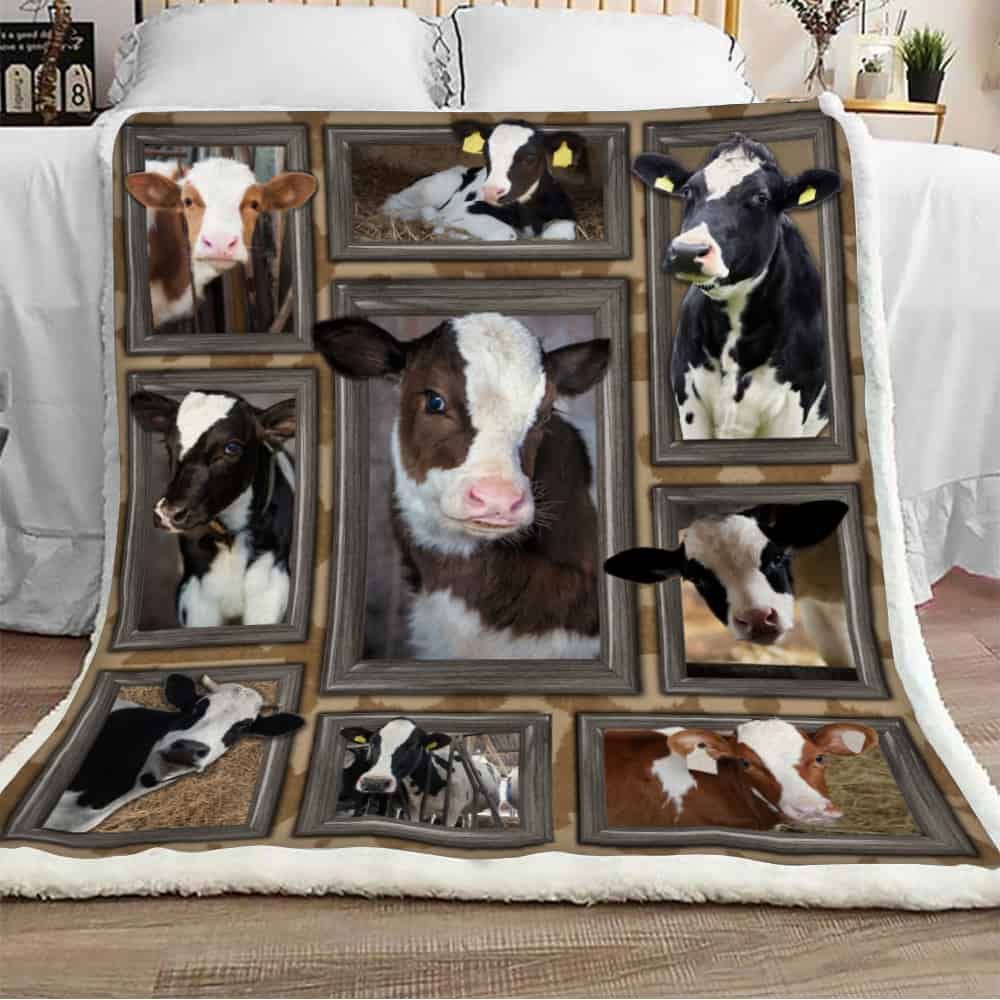 Cute Cow Sherpa Fleece Blanket