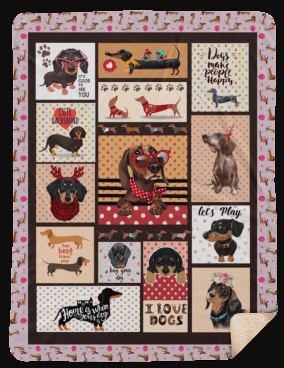 Cute Dachshund Sherpa Fleece Blanket