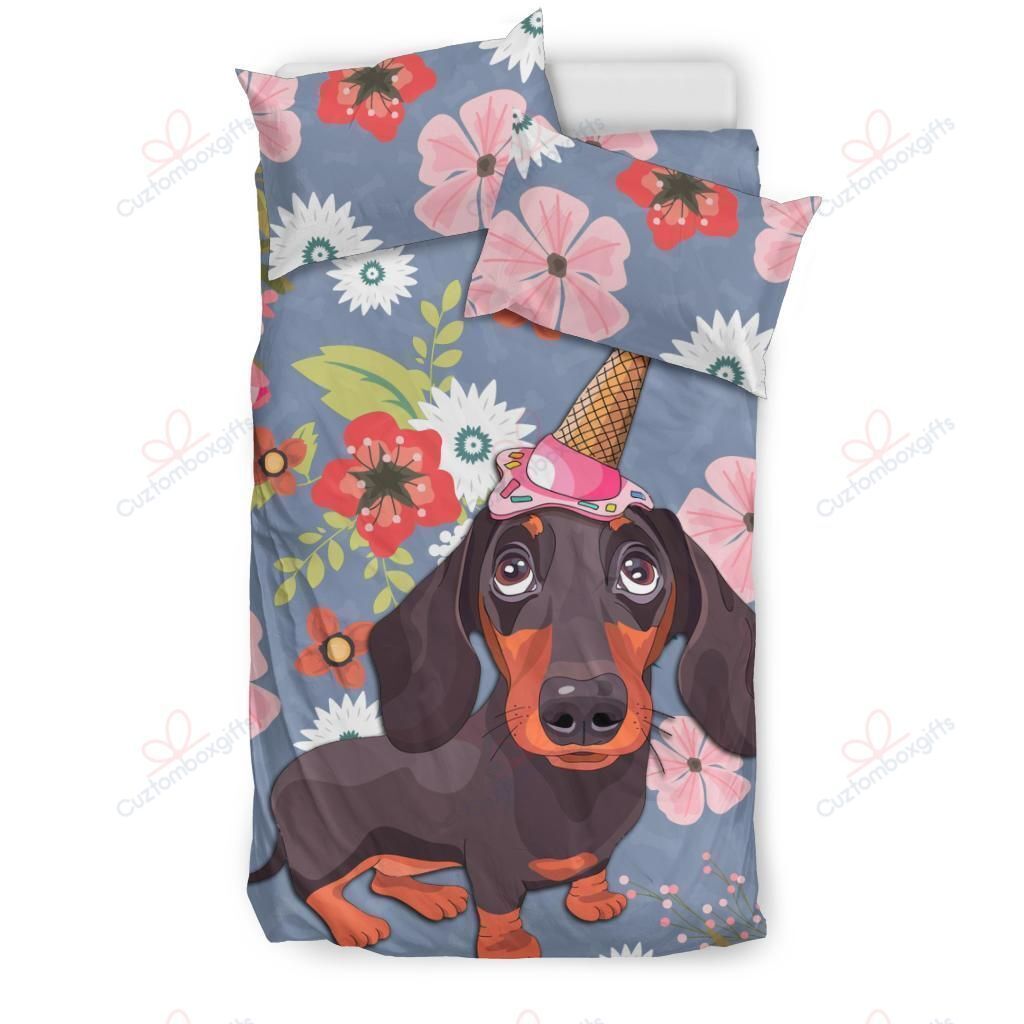 Cute Dachshund Sun Printed Bedding Set