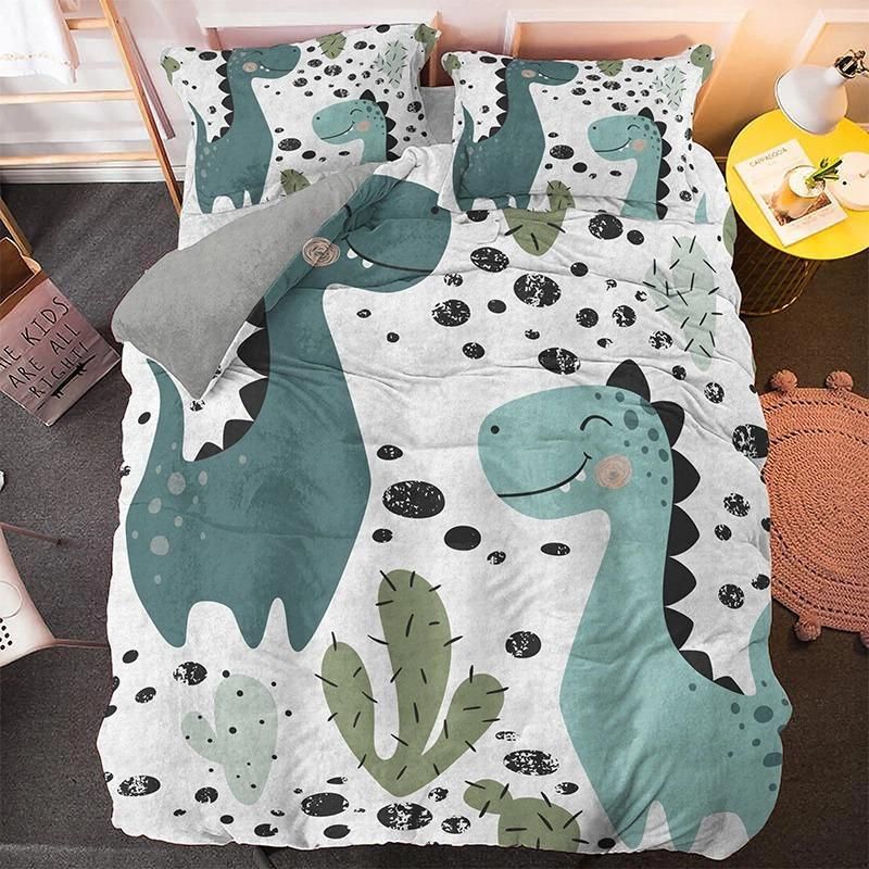 Cute Dino With Cactus Bedding Set