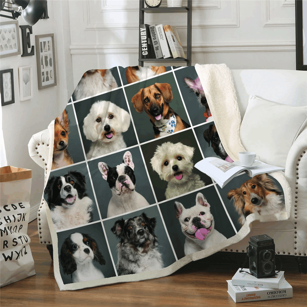 Cute Dog Sherpa Fleece Blanket