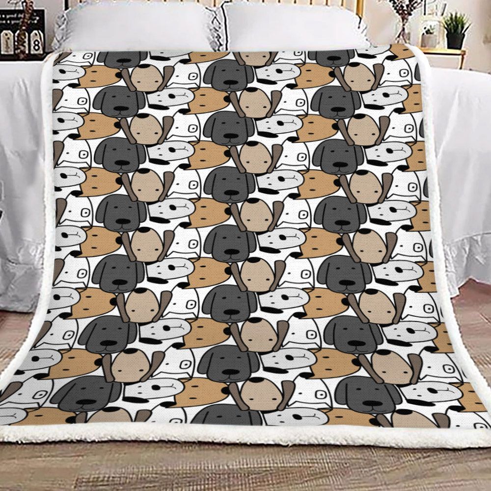 Cute Dog Doodle Art Sherpa Fleece Blanket
