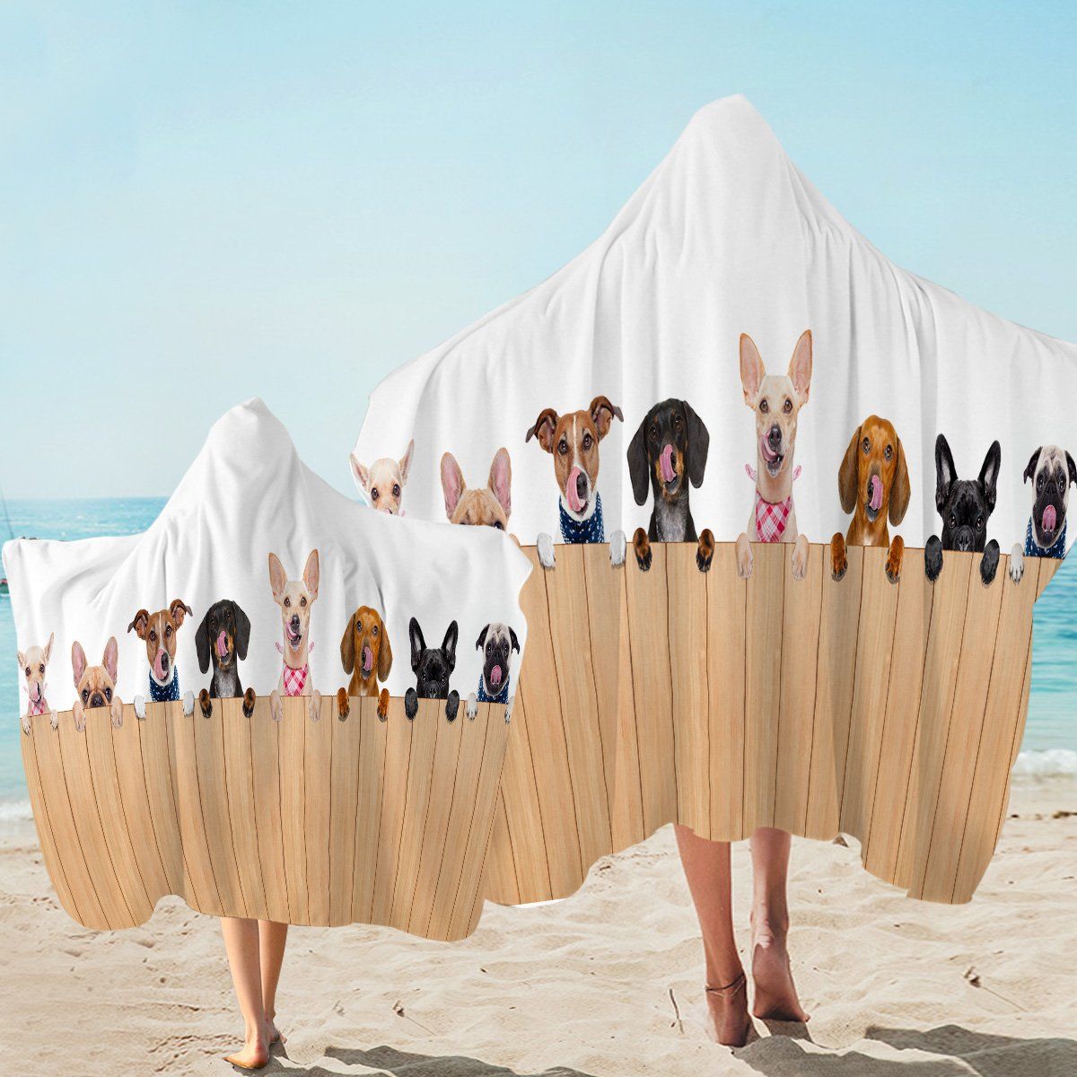 Cute Dog Farm Gift For Dog Lovers Printed Hooded Towel