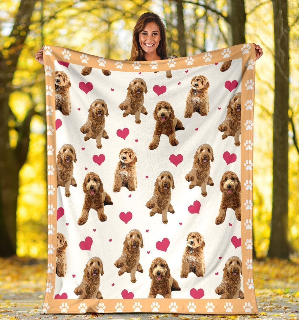 Cute Dogs Gift For Golden Doodle Dog Lovers Fleece Blanket