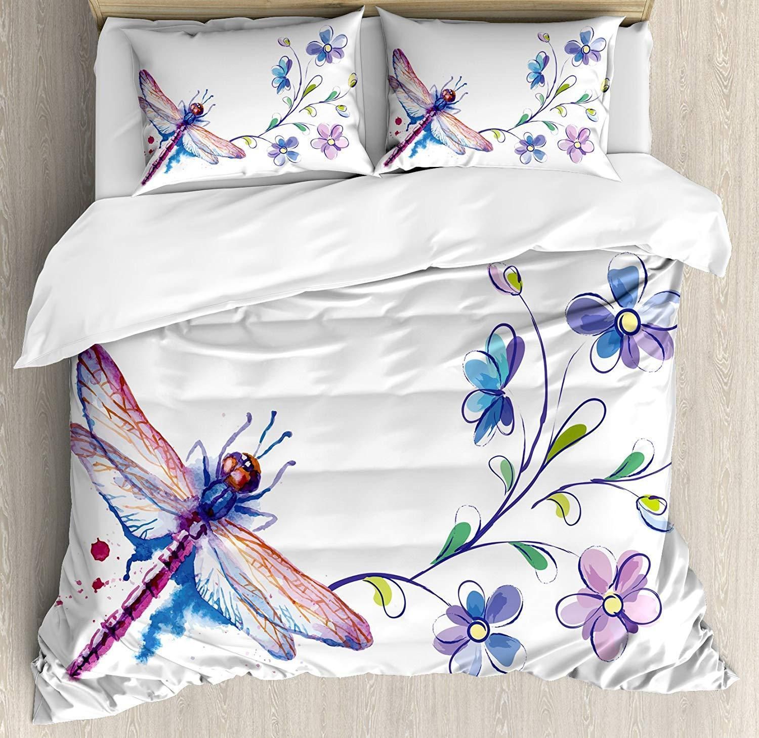 Cute Dragonfly Art Bedding Set