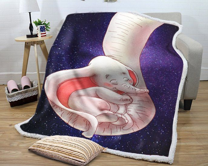 Cute Elephant Sherpa Fleece Blanket