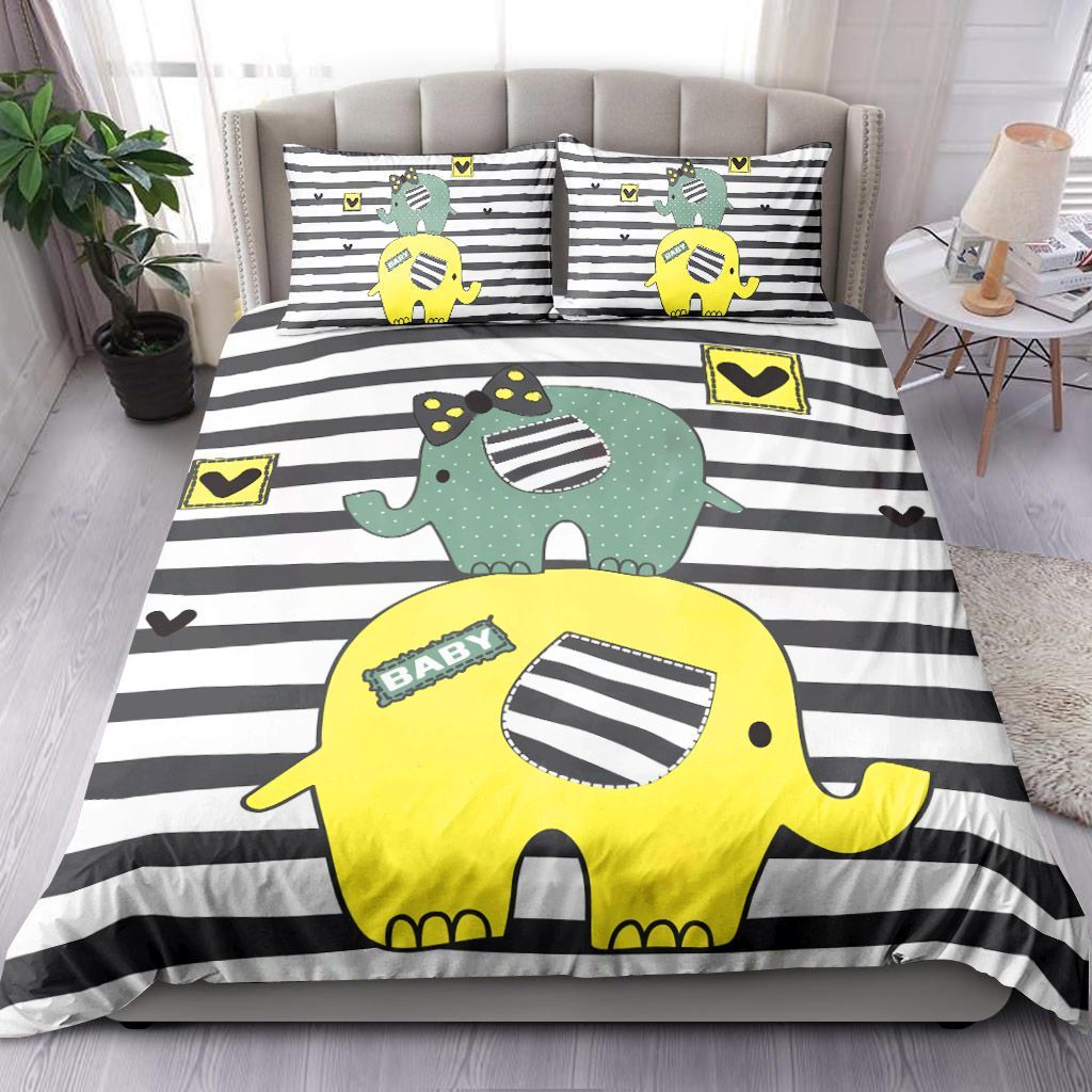 Cute Elephant With Hearts Bedding Set