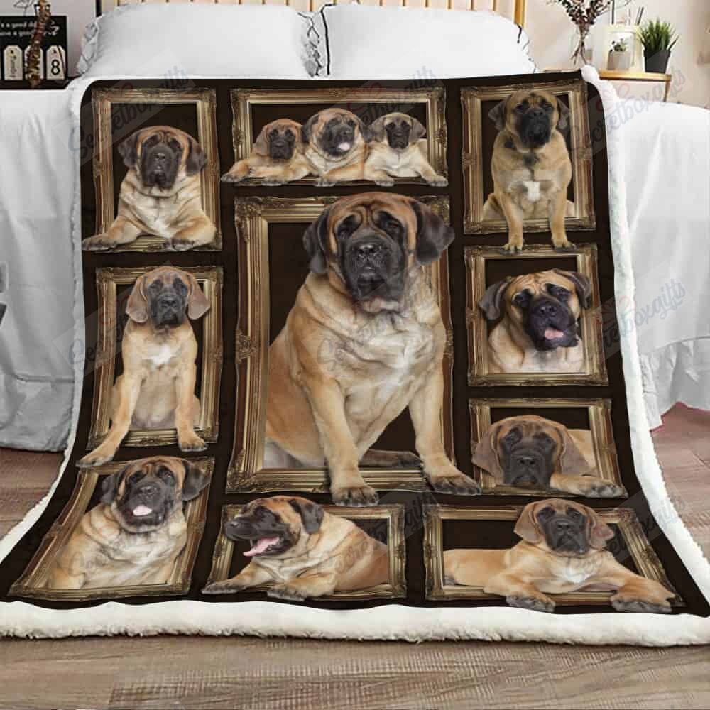 Cute English Mastiff Dog Fleece Blanket