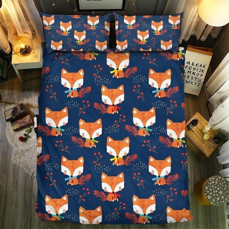 Cute Fox Cartoon Pattern Bedding Set