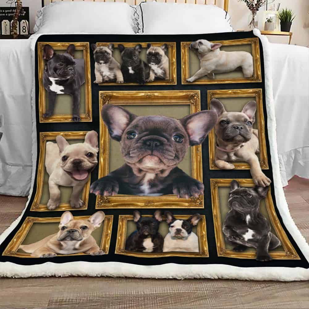 Cute French Bulldog Sherpa Fleece Blanket