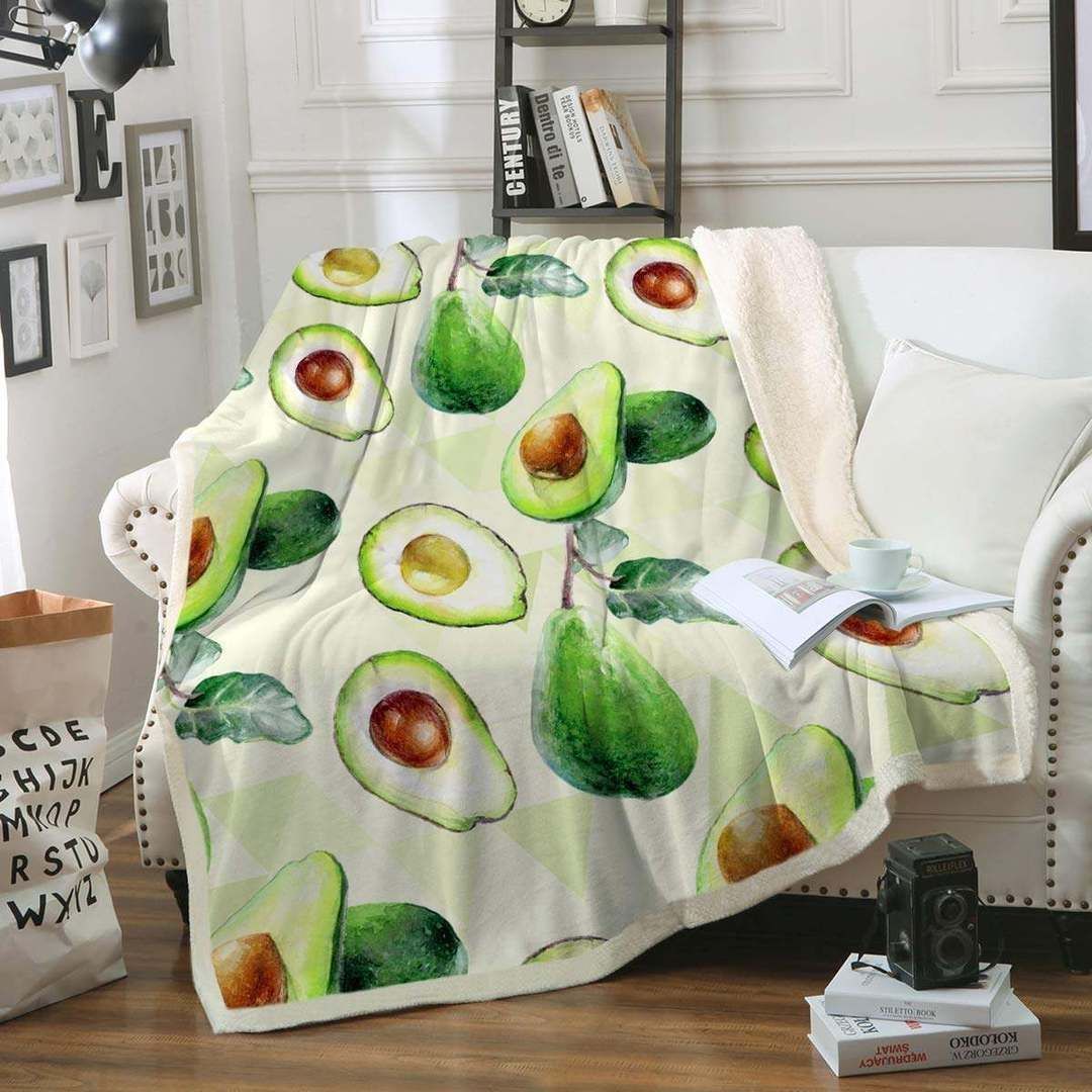 Cute Fruit Avocado Sherpa Fleece Blanket