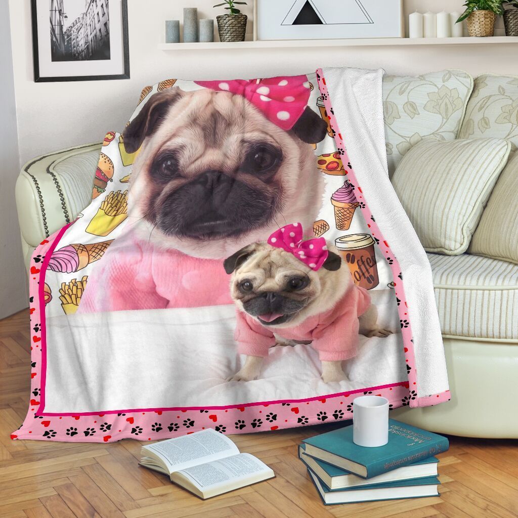 Cute Funny Pug Sherpa Fleece Blanket