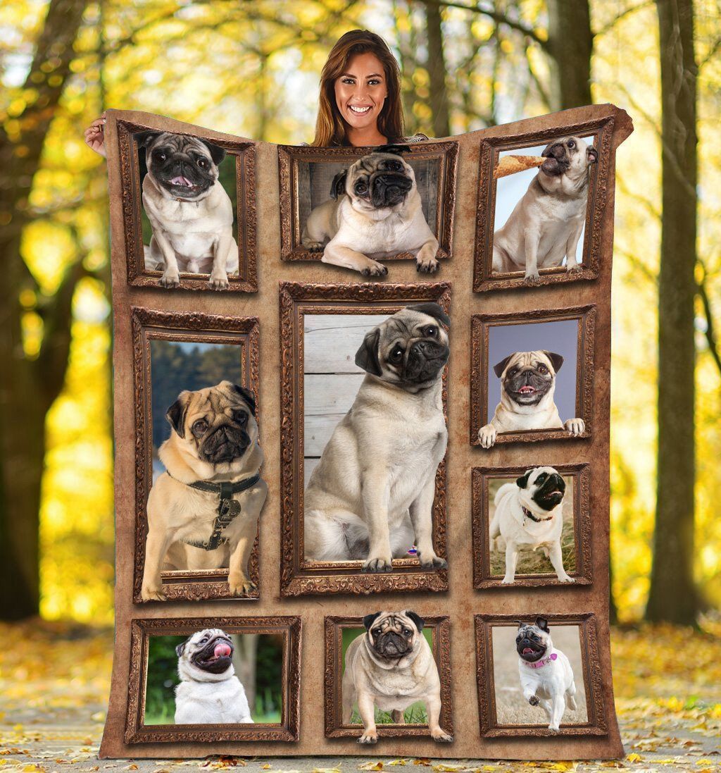 Cute Funny Pug Dog Sherpa Fleece Blanket