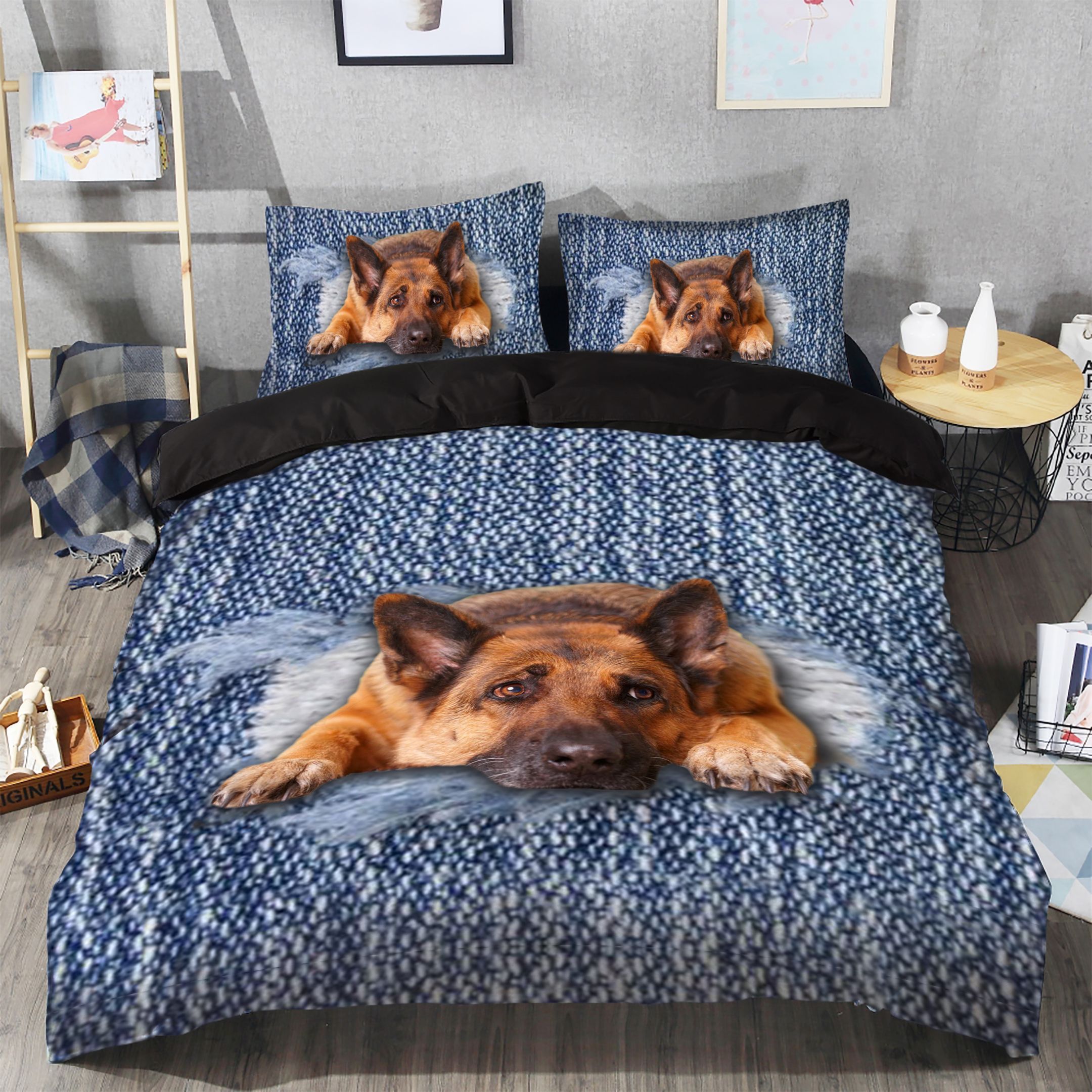 Cute German Shepherd Lying Bedding Set