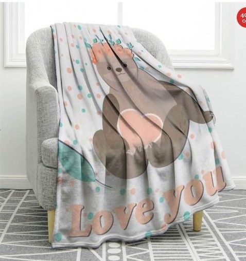 Cute Girl Sloth Sherpa Fleece Blanket