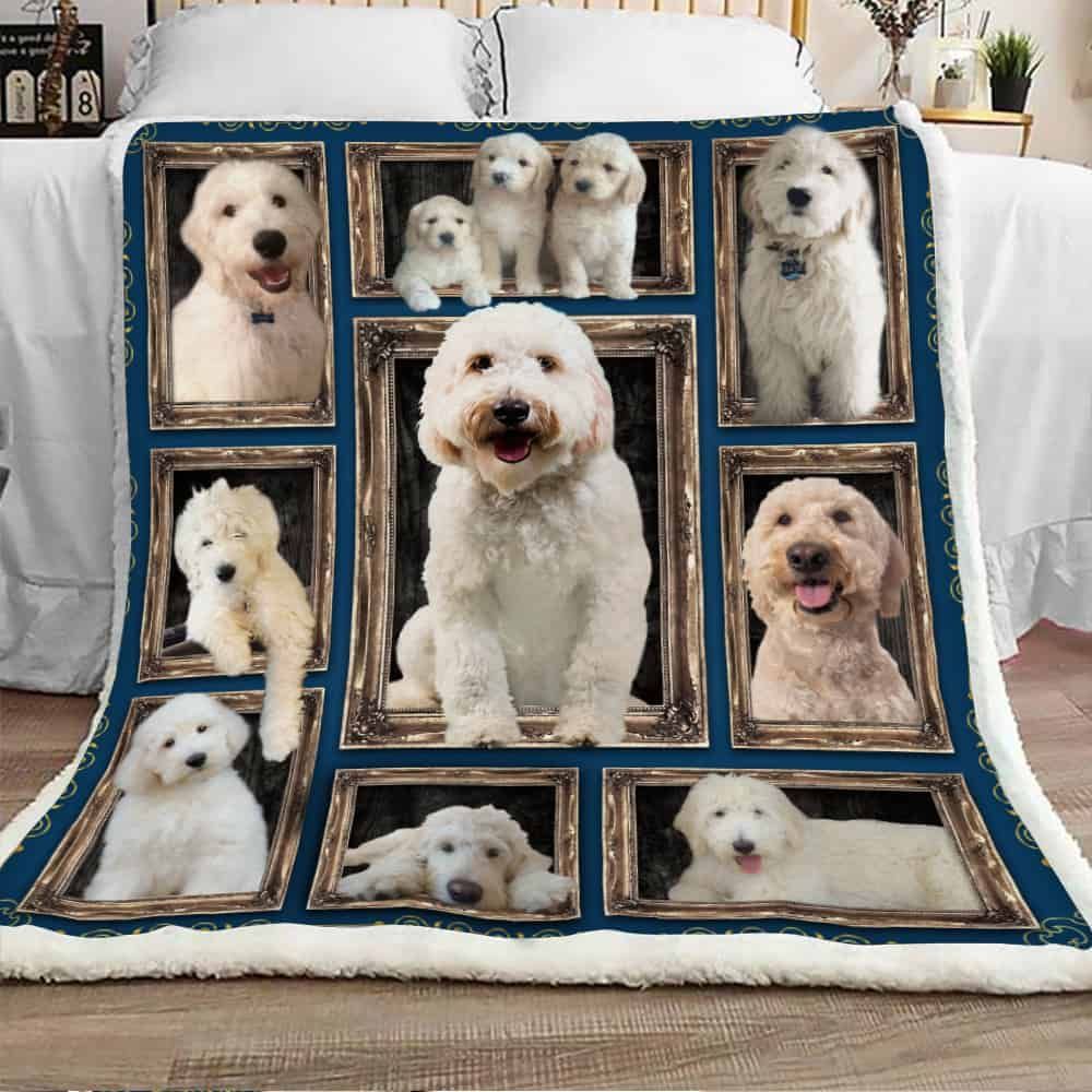 Cute Goldendoodle Dog Sherpa Fleece Blanket