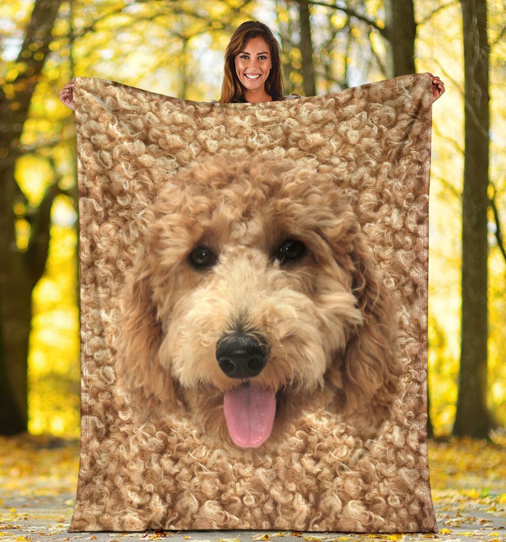 Cute Goldendoodle Doodle Funny Dog Sherpa Fleece Blanket