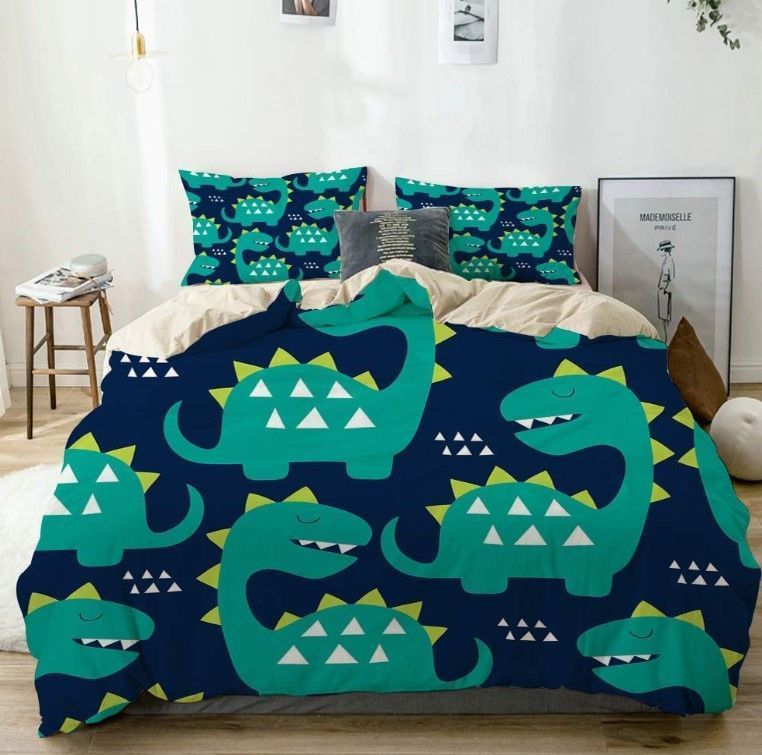 Cute Green Dinosaur Bedding Set