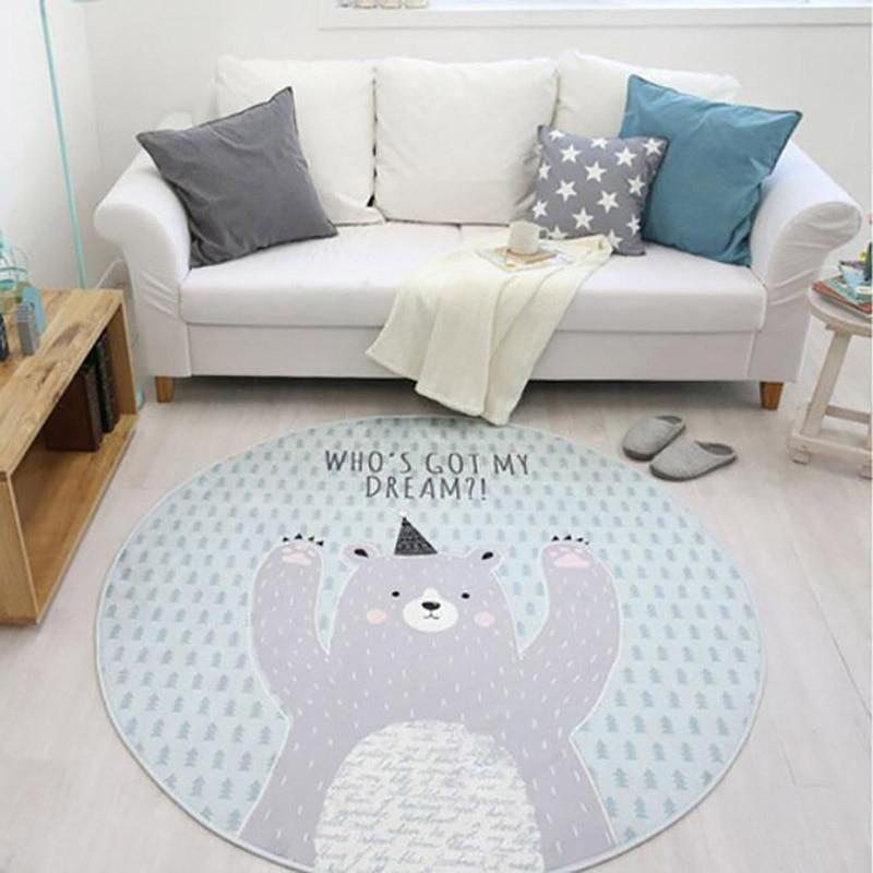 Cute Grey Bear Round Carpet